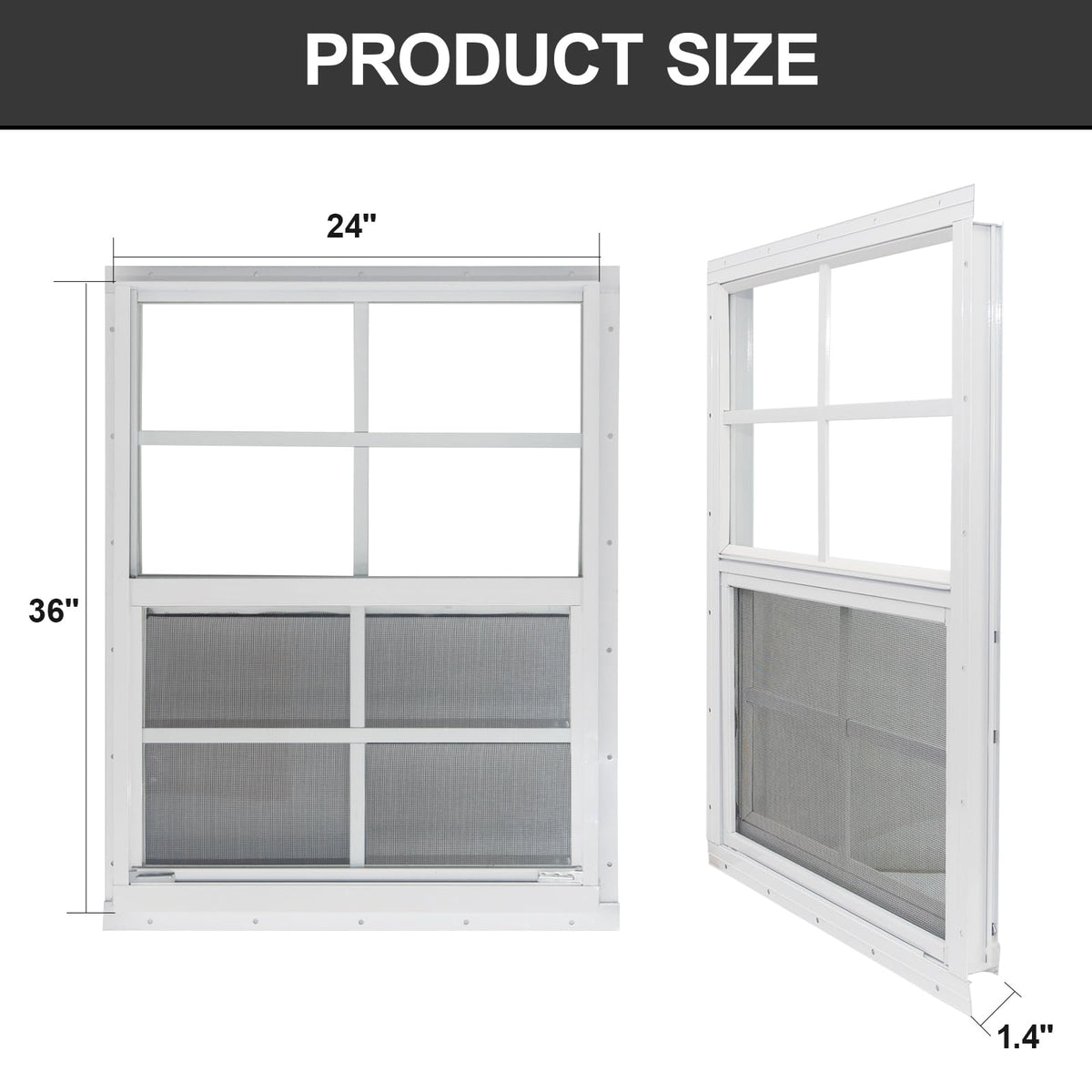 Yuzzy 24x36 shed windows removable screen keeps bugs out while fresh air flows.