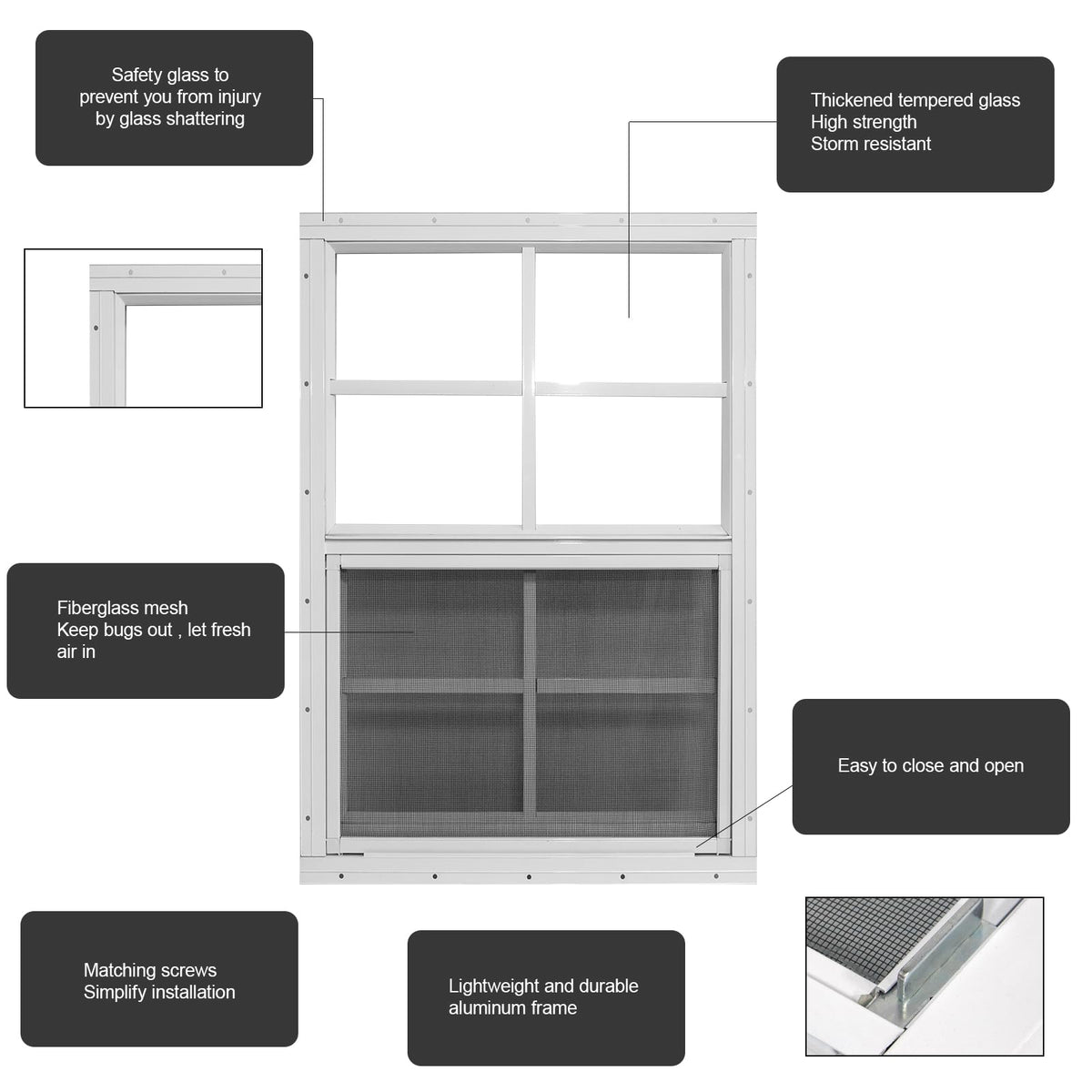 Yuzzy aluminum-frame closeup shows sturdy weather-ready construction.