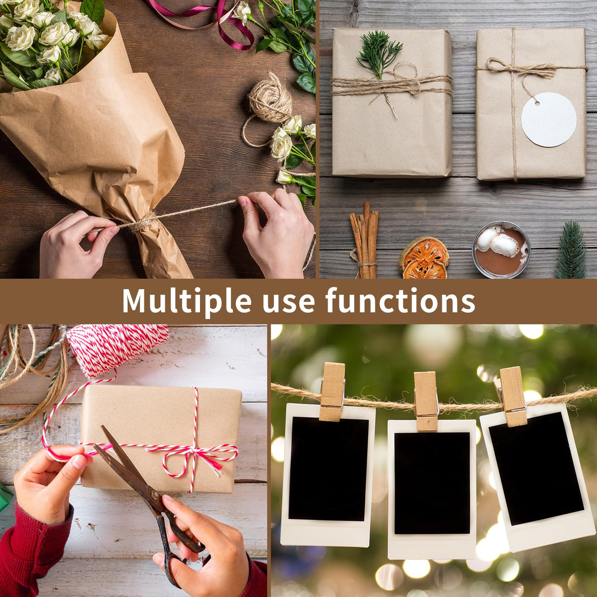 YWEAUIV gift-wrapping jute twine adds rustic charm and secure ties.