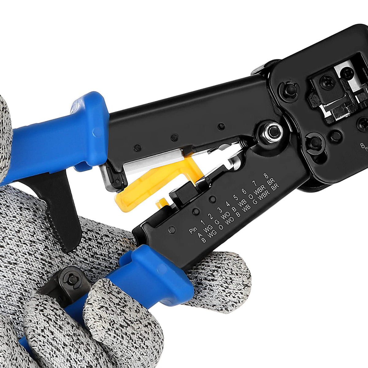 YWNEGWE 20pc pass-through connectors laid out for fast CAT6 setups