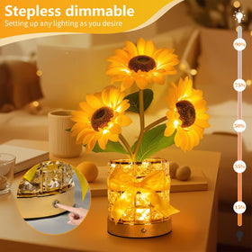 YWYWLED Sunflowers in a glass pot brighten spaces with warm decor appeal