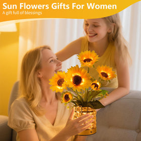 YWYWLED Sunflower LED lamp on a cafe table adds elegance
