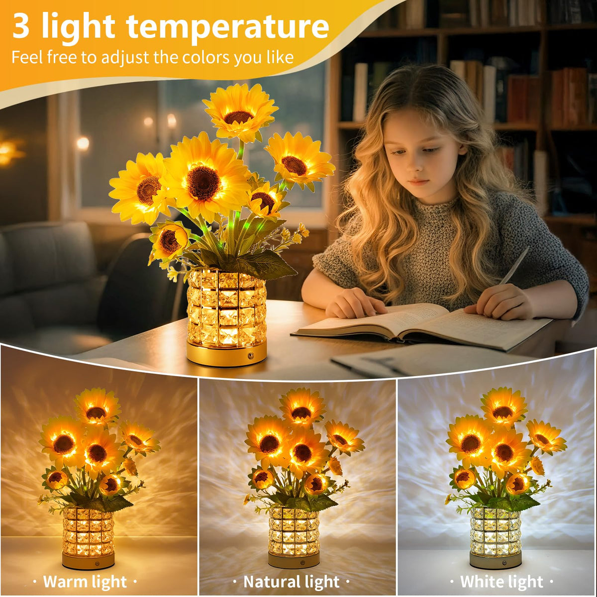 YWYWLED Sunflower LED lamp offers dimmable warm glow for cozy evenings