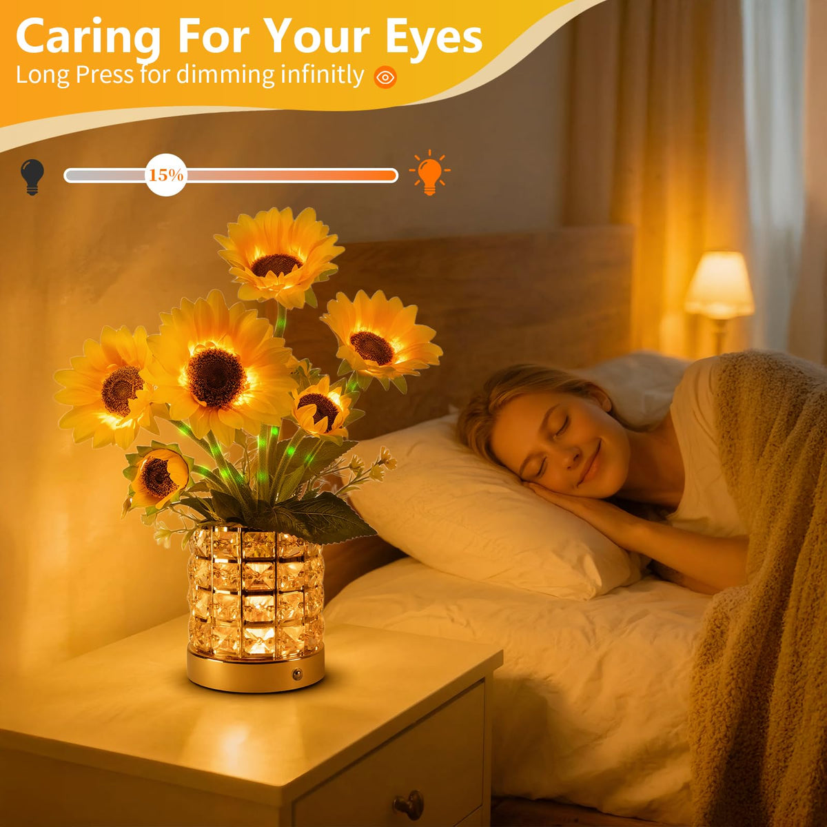 YWYWLED Sunflower LED lamp emits white light for focused desk tasks