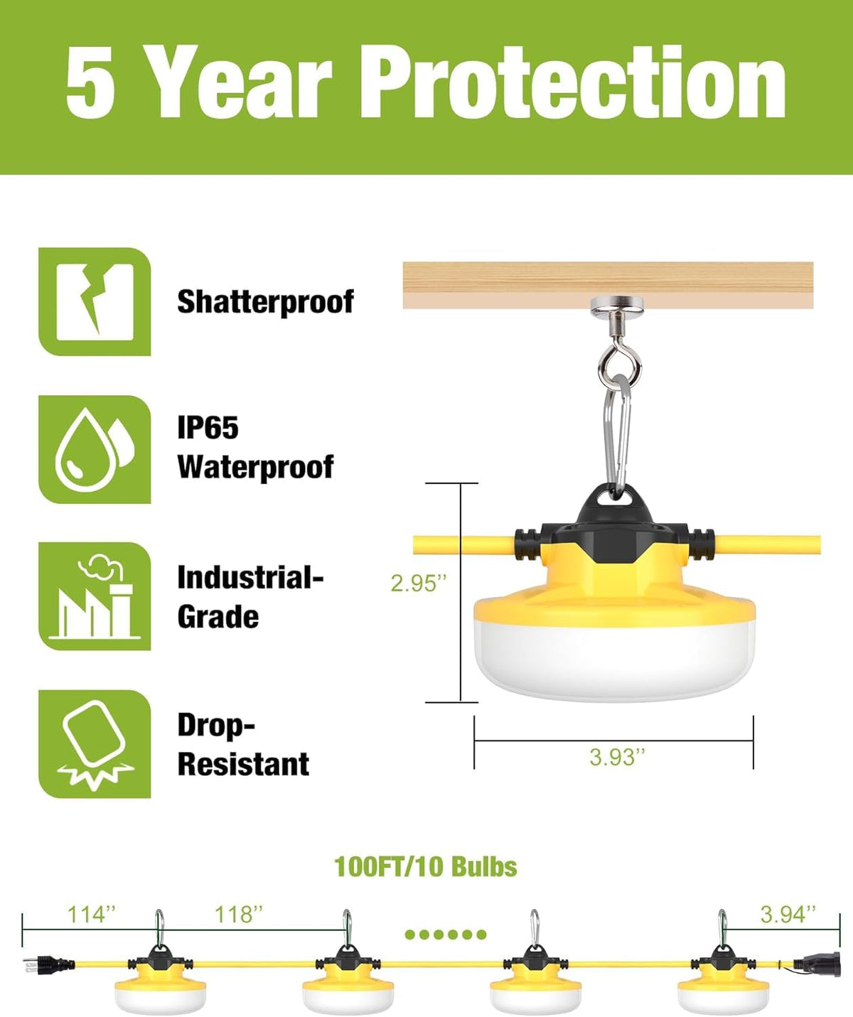 YXL 130W string light supports daisy-chaining for extended coverage