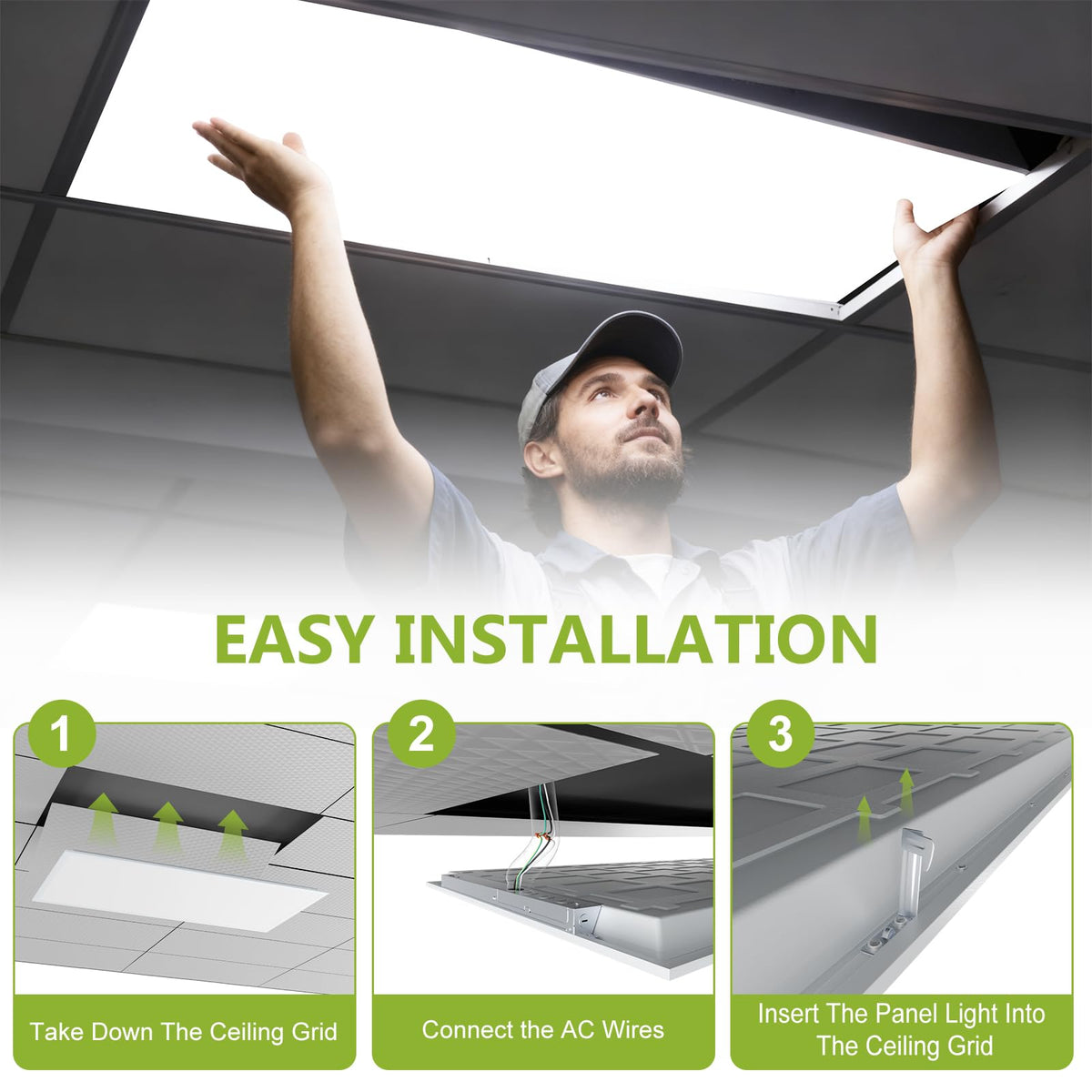 YXL 2x4 LED panel wide coverage suitable for large rooms and open areas.