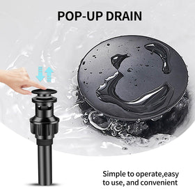 YXOCVIR bathroom faucet pop-up drain—clean vanity setup with integrated drain.