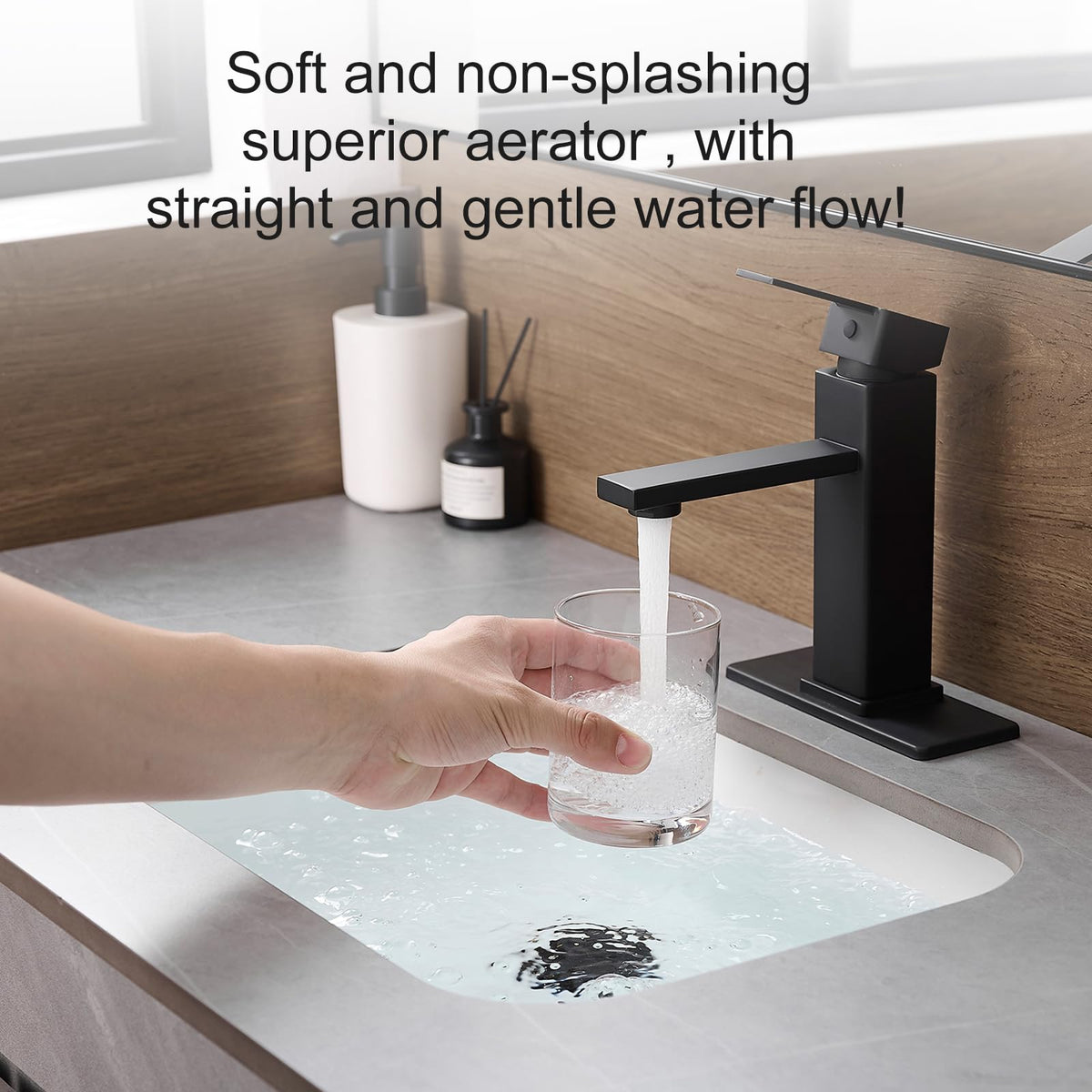 YXOCVIR black faucet with drain pop-up overflow for easy bathroom drainage