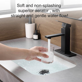 YXOCVIR black faucet with drain pop-up overflow for easy bathroom drainage