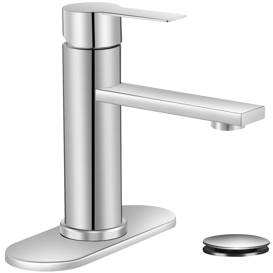 YXOCVIR brushed nickel faucet hero highlights contemporary style and durability.