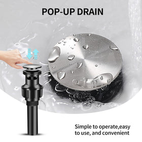 YXOCVIR pop-up drain assembly included for easy drainage setup.
