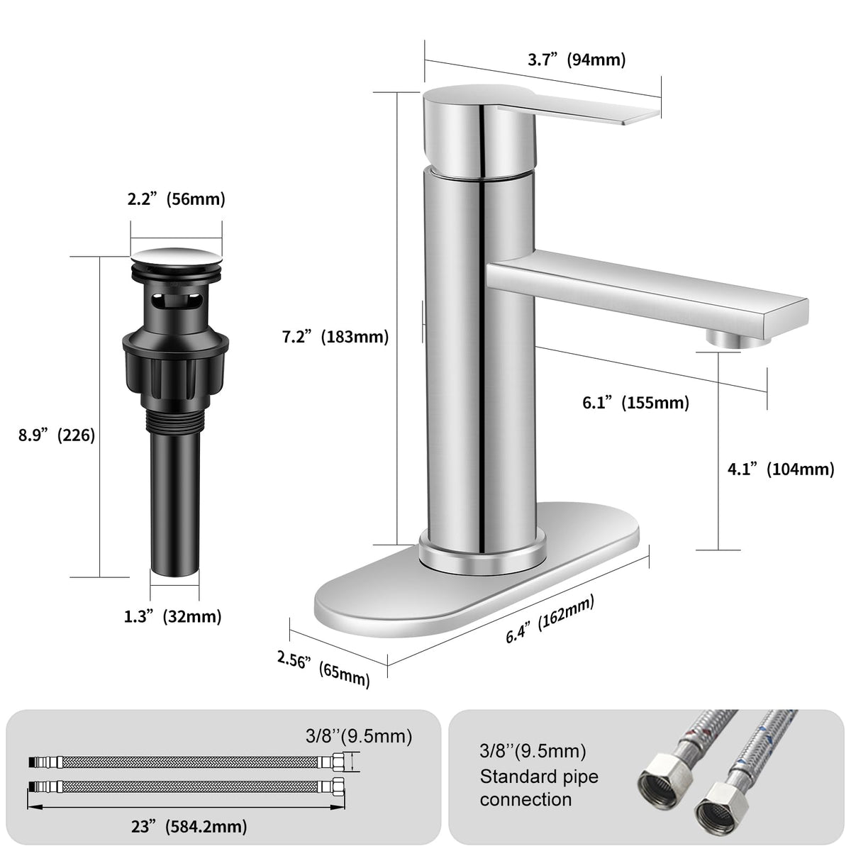 YXOCVIR generous spout reach ensures comfortable use in small spaces.