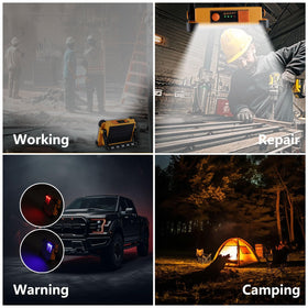 YXQUA 120W solar work light 180-degree swivel handle streamlines lighting direction.