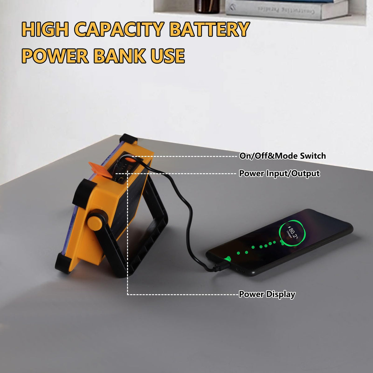 YXQUA 120W solar work light IP65 waterproof design withstands rain during outdoor jobs.