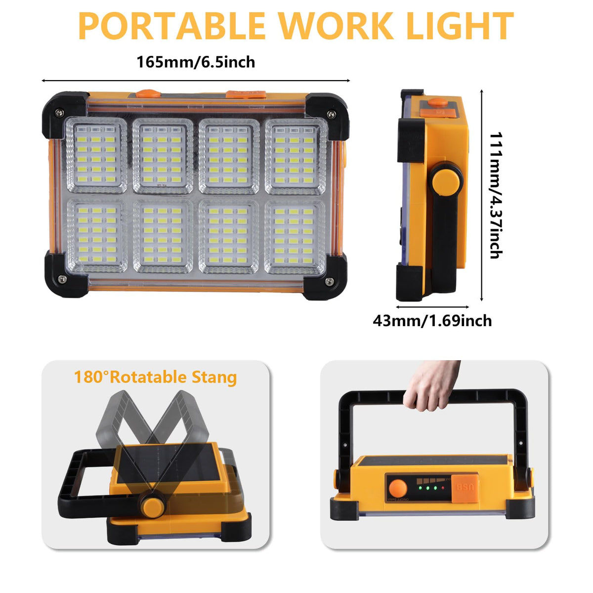 YXQUA 144 LED high mode delivers intense brightness for nighttime work.