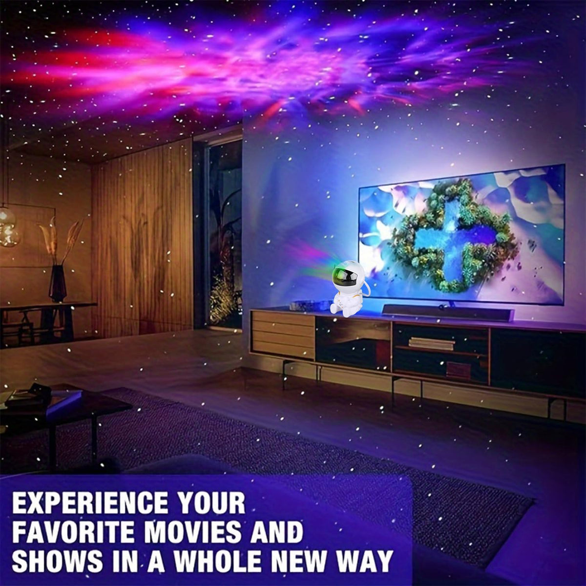 YXQUA Astronaut Star Projector, 360-degree head enabling versatile ceiling or wall projection.