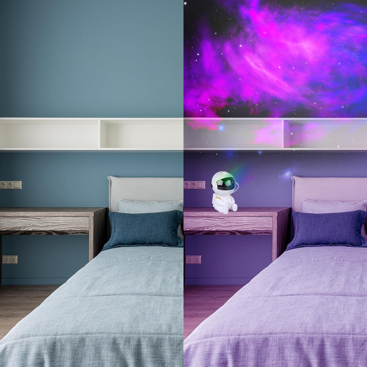 YXQUA Astronaut Star Projector creates tranquil night skies for bedtime routines and quiet play.