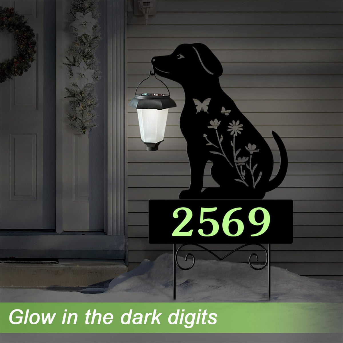 YY Gardenia metal dog silhouette address sign adds modern garden decor