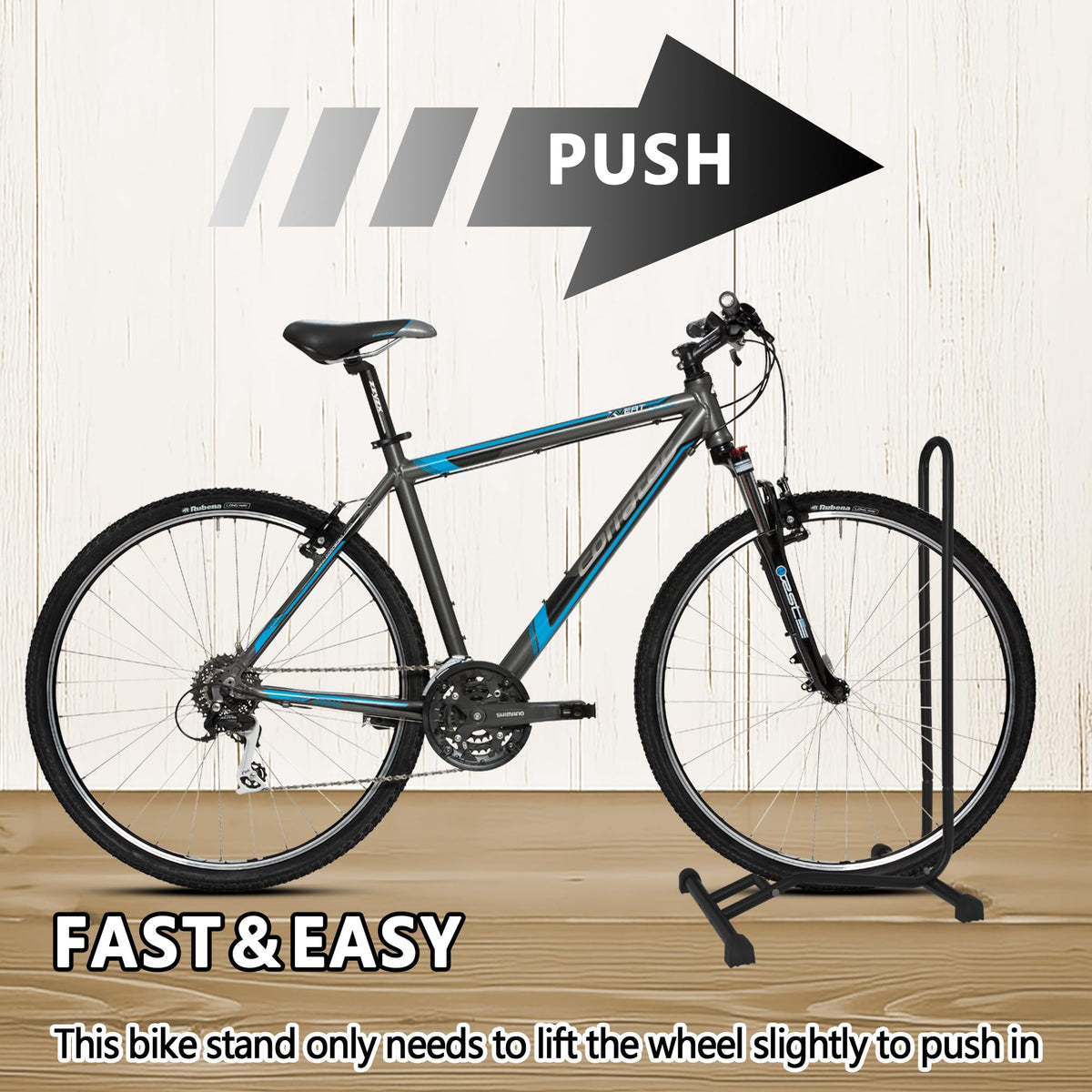 YYDS Bike Stand with four rubber feet protecting floor surfaces