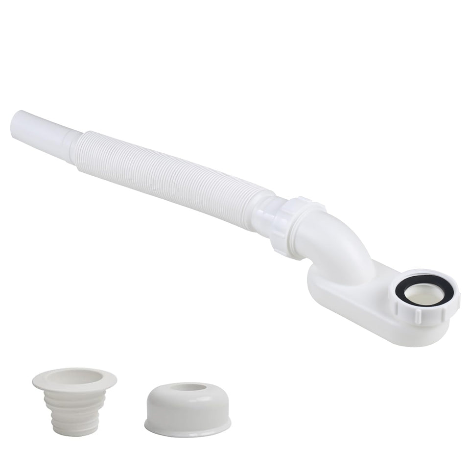 YYinno flat P-trap drain designed for space-saving freestanding tubs.
