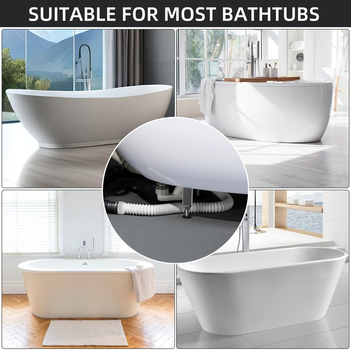 YYinno flat drain simplifies freestanding tub installation.