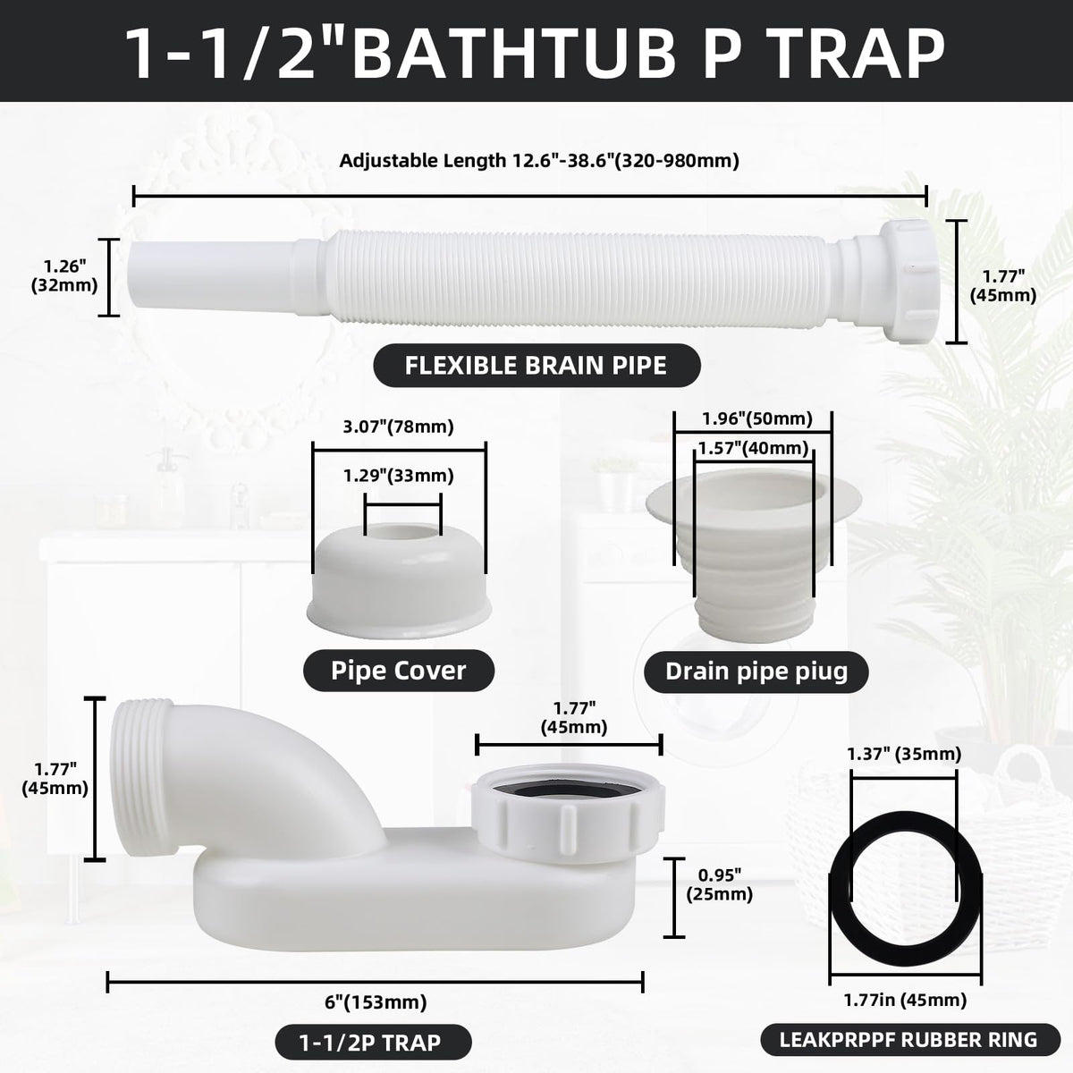 YYinno low-profile drain fits under tubs with minimal clearance.