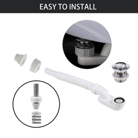 YYinno space-saving drain under tub optimizes bathroom layout.