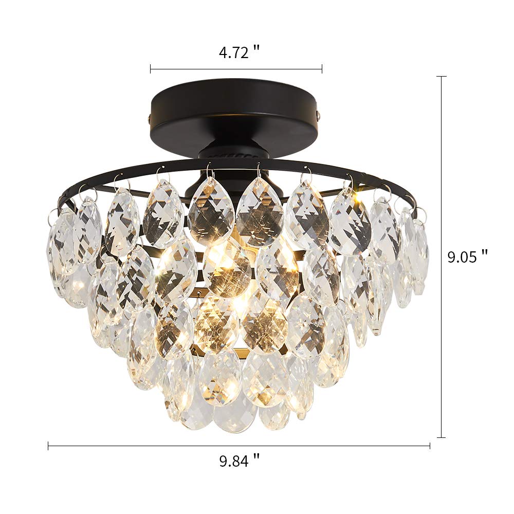 YYJLX semi-flush mount crystal light with sparkling crystals for bedrooms