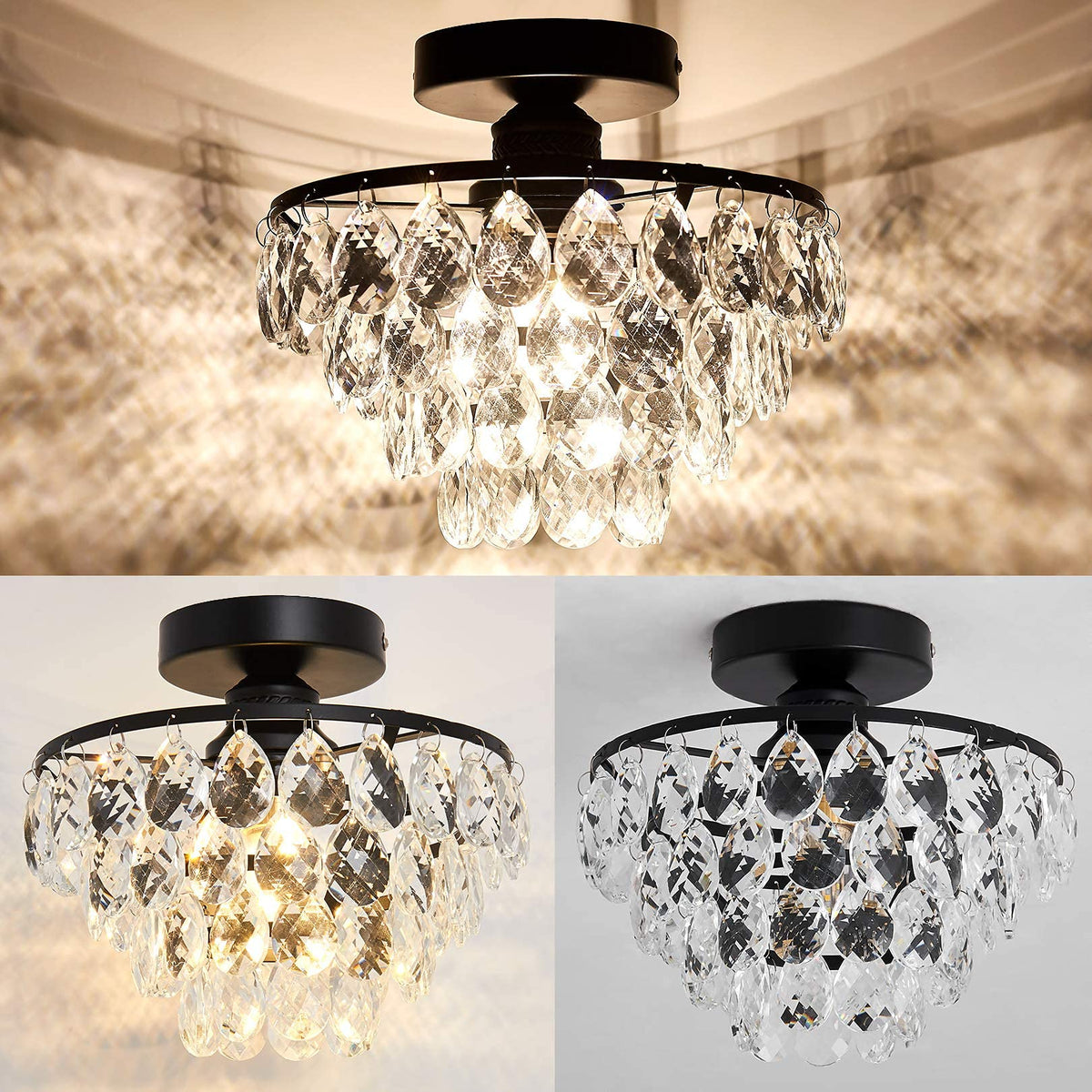 YYJLX crystal ceiling light creating spa-like ambience in bathrooms