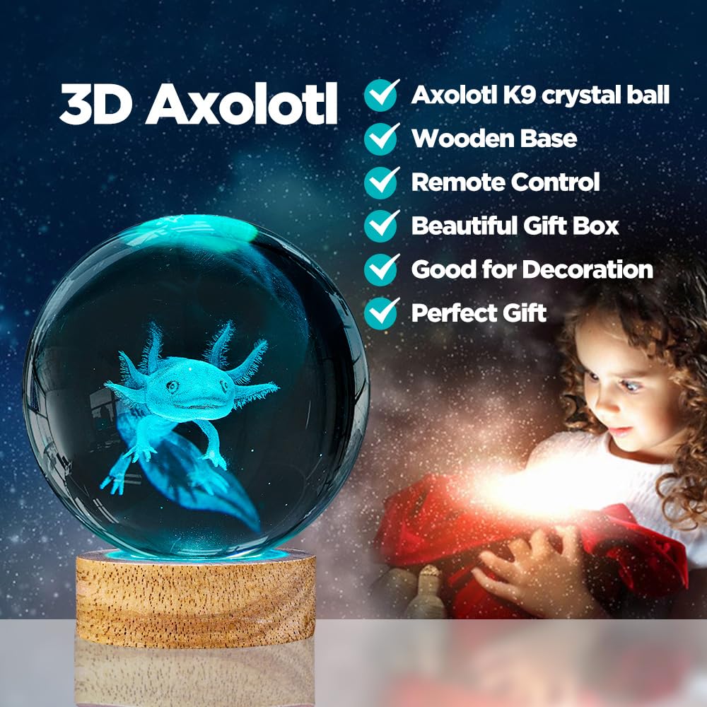 YYLZEPHB axolotl crystal ball gift-ready packaging enhances gifting.