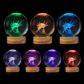 YYLZEPHB axolotl crystal ball remote control enables quick color changes.