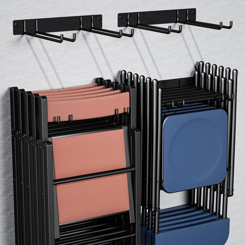 YYR folding chair storage rack wall mount keeps chairs organized and within reach.