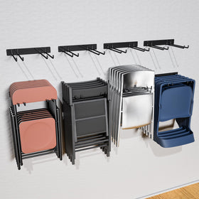 YYR folding chair storage rack on wall keeps patio chairs organized