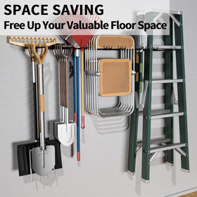 YYR heavy-duty garage hooks securely hold chairs, ladders and tools