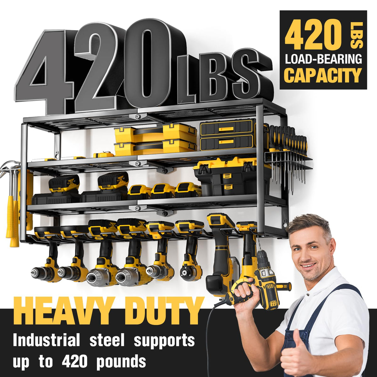 YYR heavy-duty steel construction ensures long-lasting garage storage.