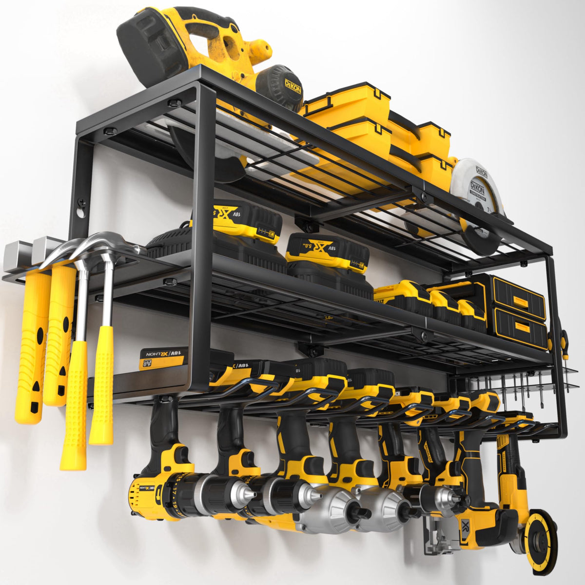 YYR heavy-duty power tool organizer wall mount with eight slots keeps tools organized