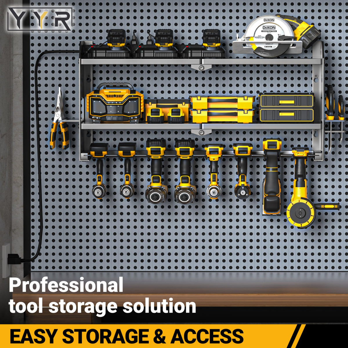 YYR heavy-duty steel frame with rust-resistant black coating