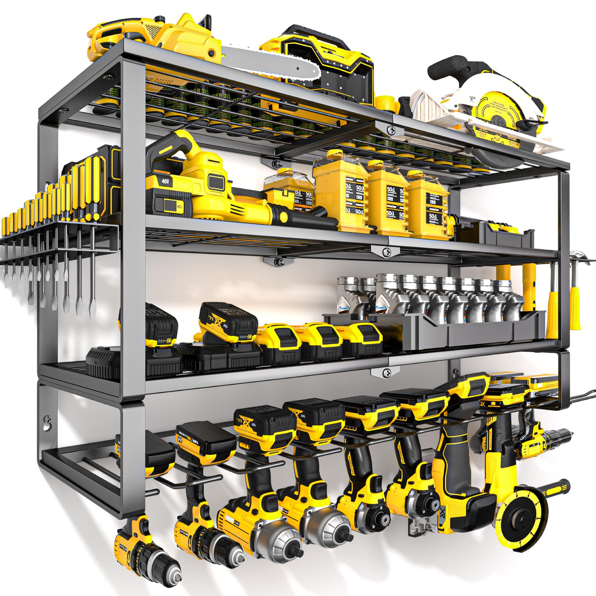 YYR large power tool organizer wall mount keeps drills neatly organized and within reach