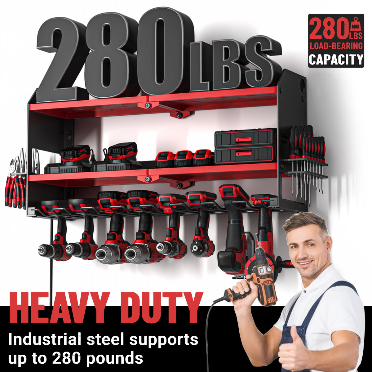 Heavy duty steel construction with rust resistant coating for durability