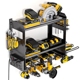 YYR power tool organizer wall mount with charging station for organized tools and charging