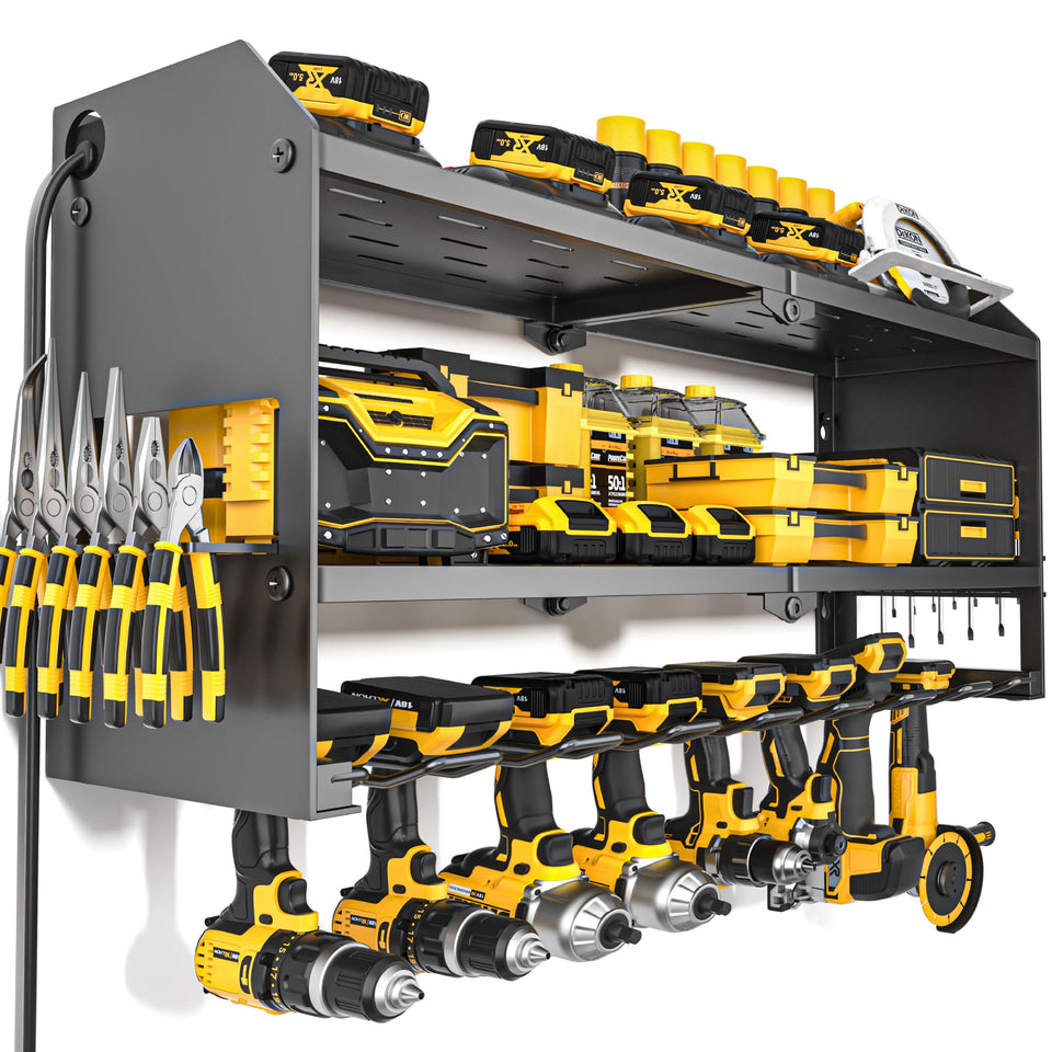 YYR power tool organizer with charging station for easy tool access during projects