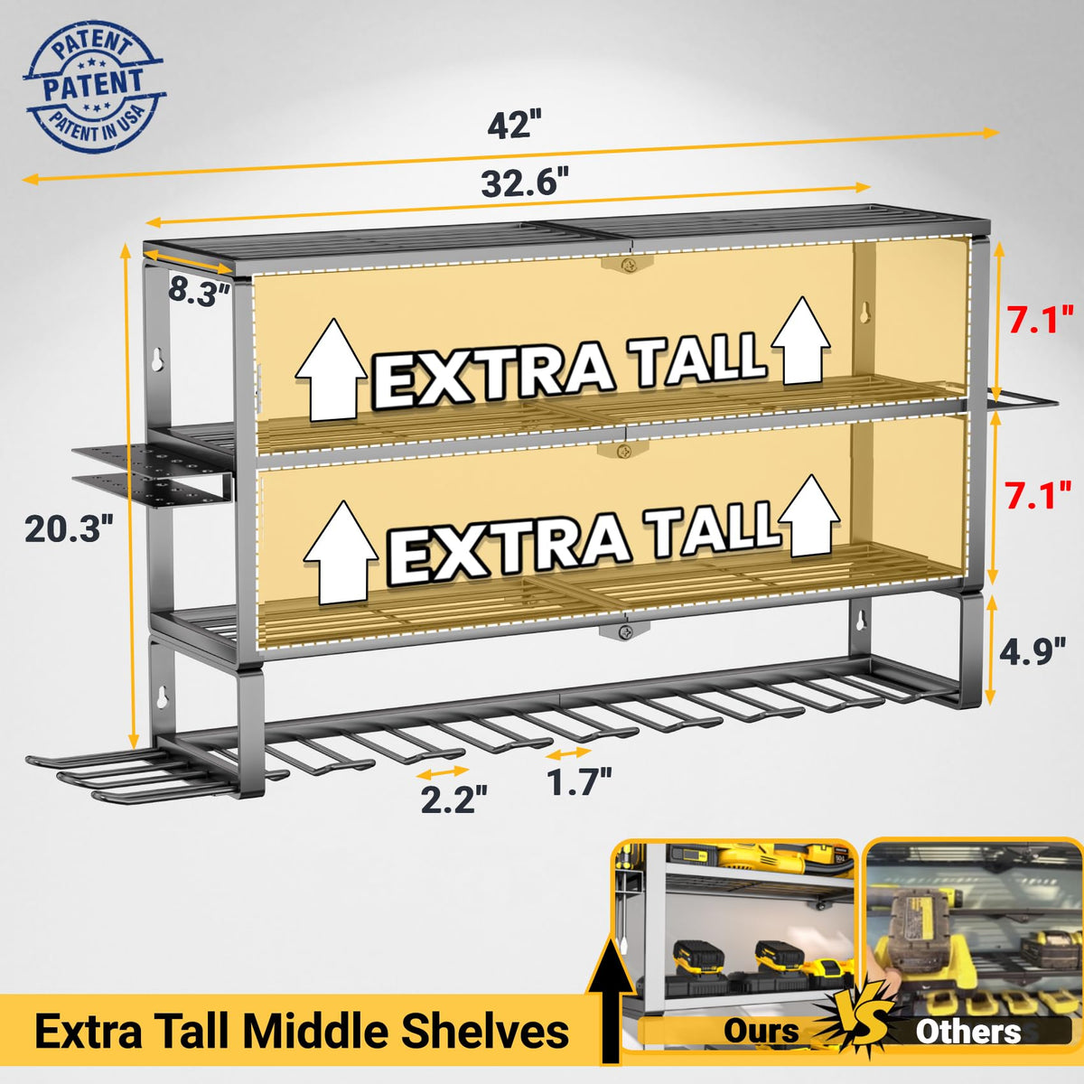 YYR side slots provide quick access to screwdrivers and hammers