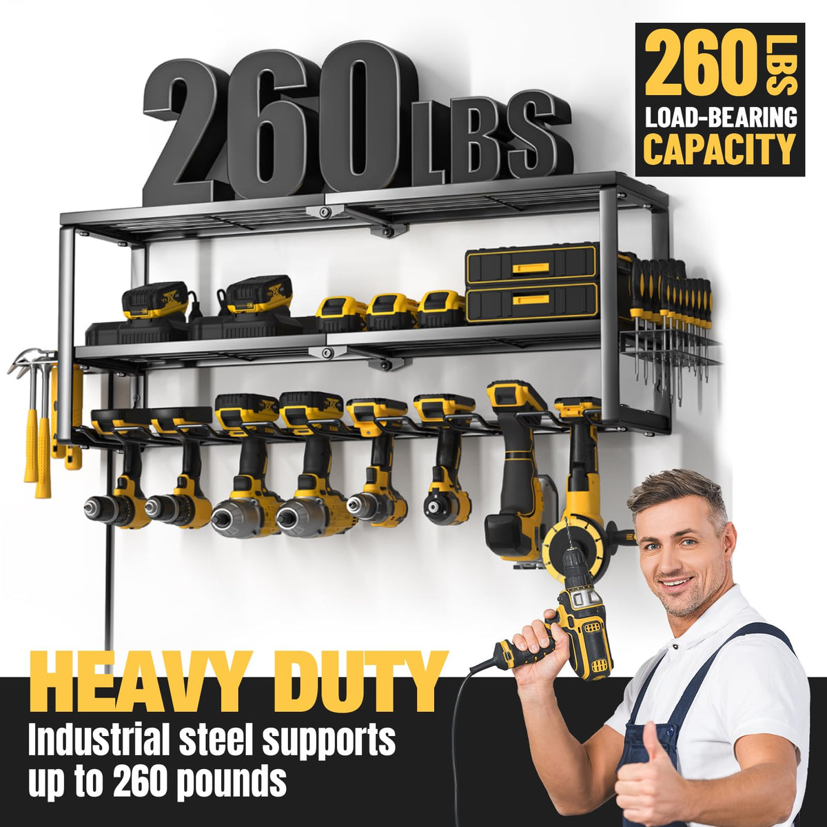 YYR 1.7-in and 2.2-in slots keep tools neatly arranged