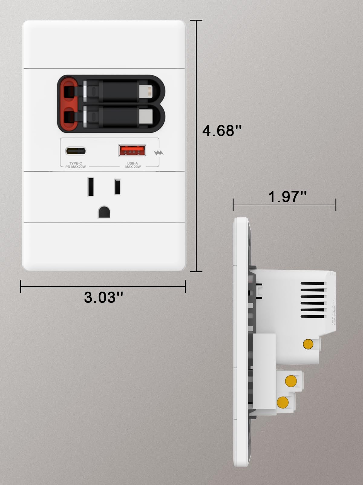 YYSKA tamper-resistant wall outlet design protects against objects and dust.
