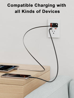 YYSKA retractable USB-C/Lightning cables extended for convenient charging.