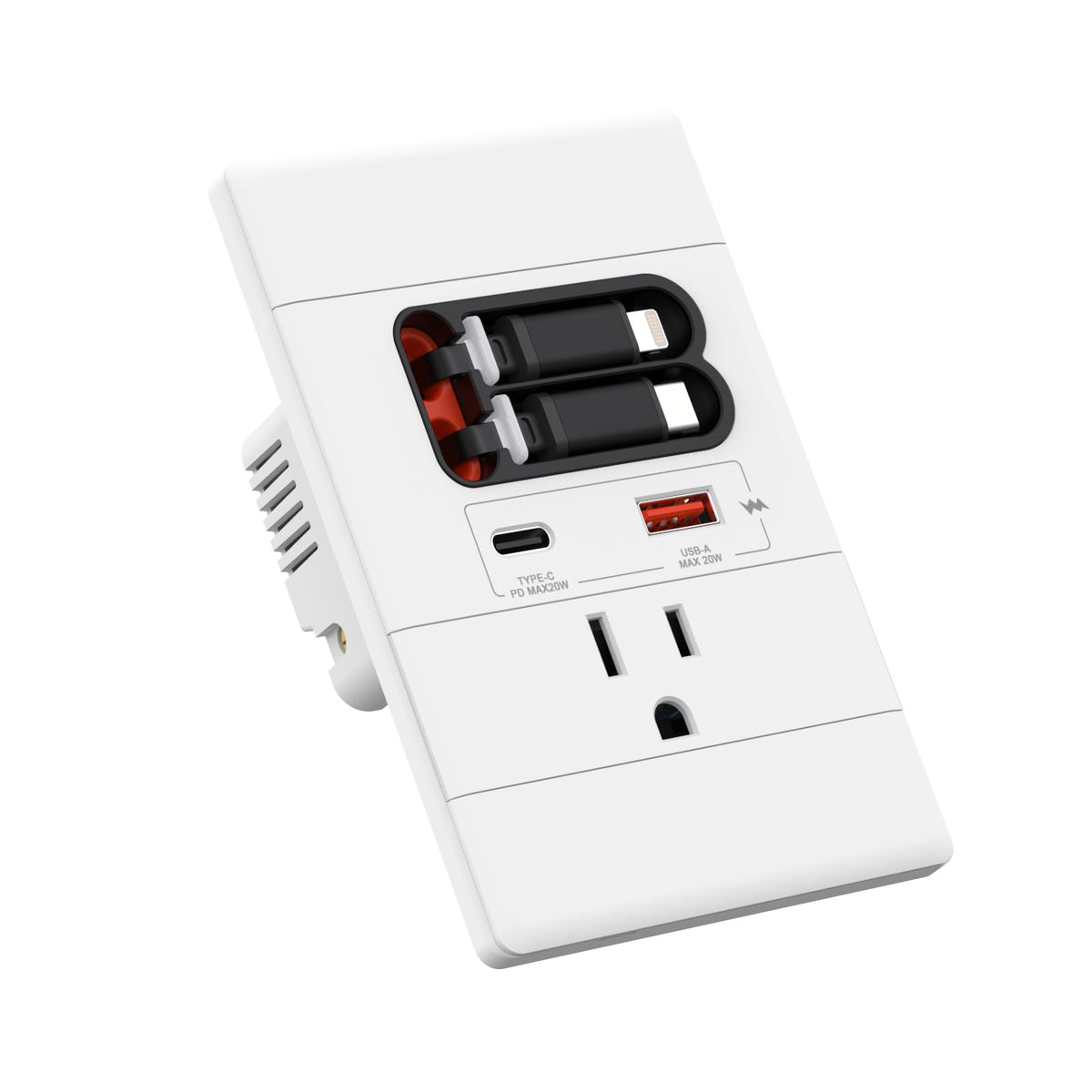 YYSKA USB-C wall outlet front view showing slim flush design for tidy installations.
