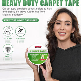 YYXLIFE double-sided rug tape with paper backing for easy application.