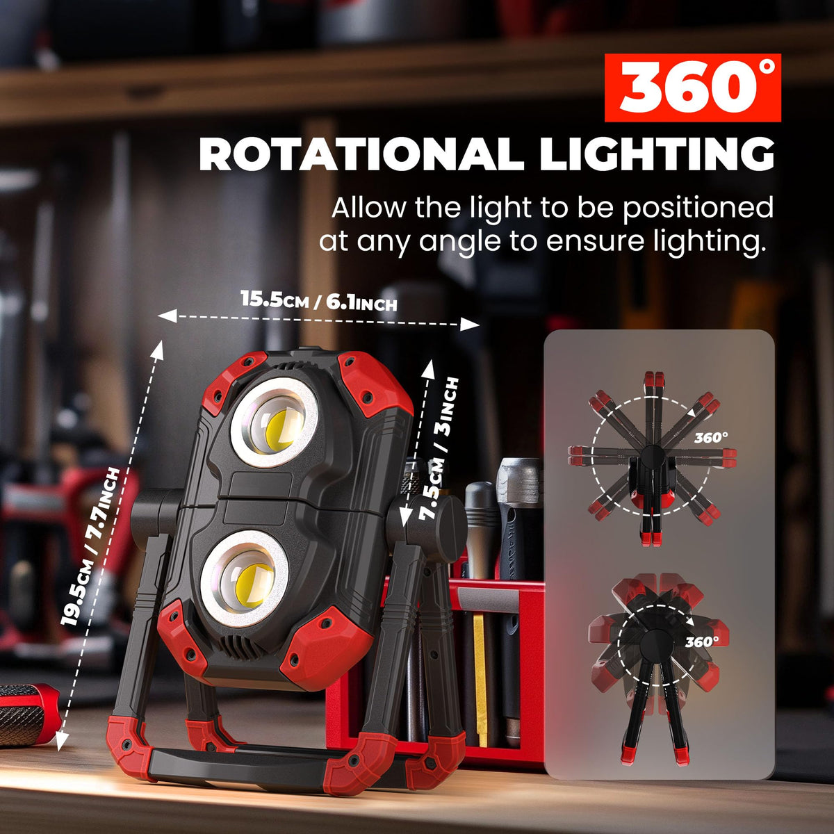 YZONI foldable panel light showing compact storage and flexible positioning.