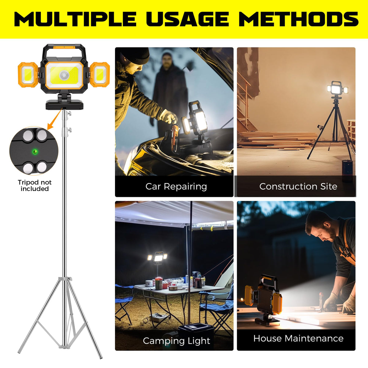 YZONI W5 tripod mount for stable overhead lighting