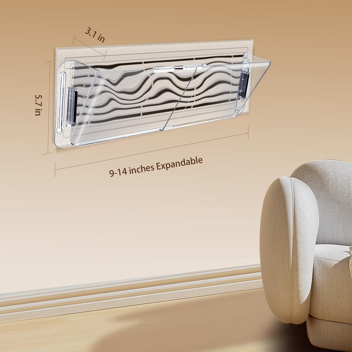YZXTECNIP vent deflector on ceiling register redirects airflow away from walls.
